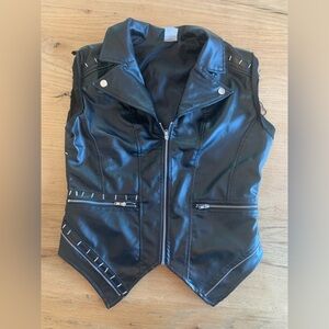 Dc Catwoman Moto Biker Vest Black Faux Leather‎ Women’s Small Preloved